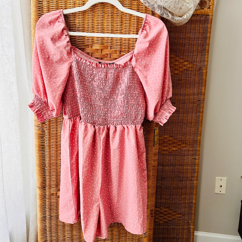 Pink, dotted, Romper.Medium and comfy!